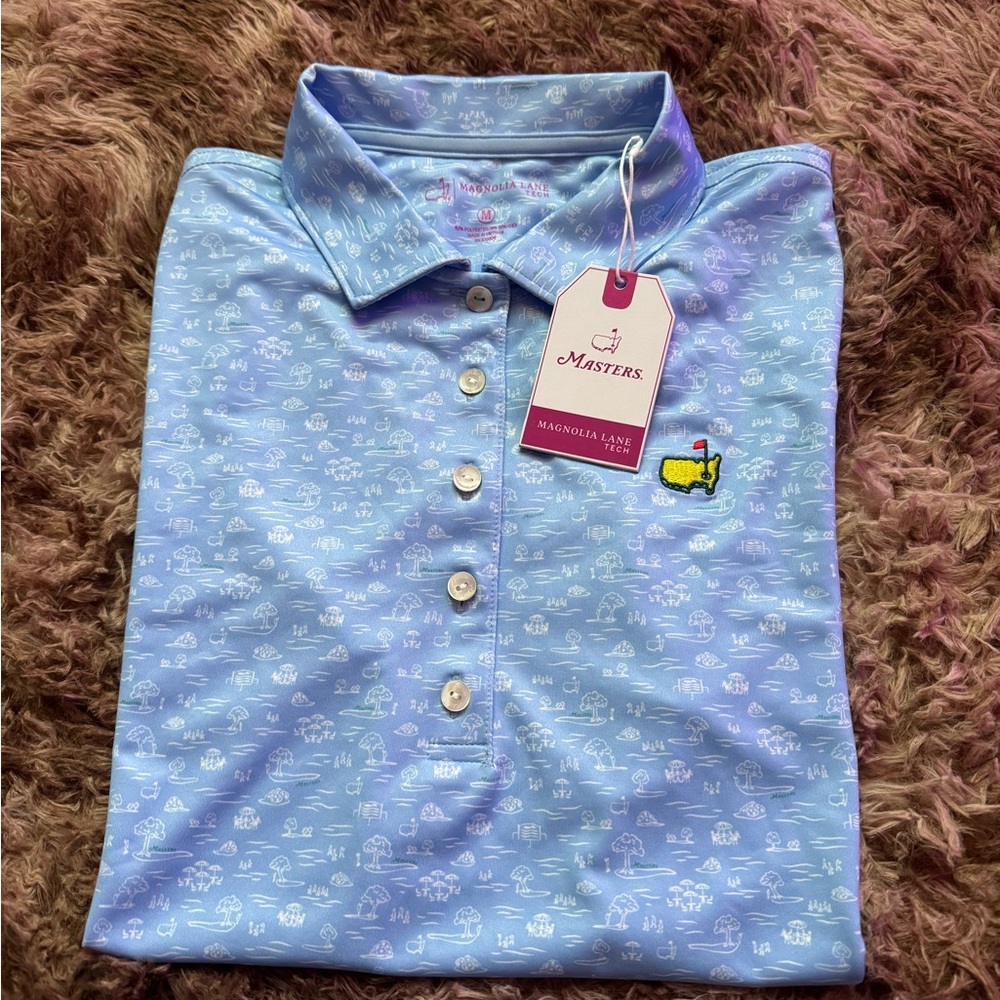 Masters Women's Sky Blue Patterned Polo
